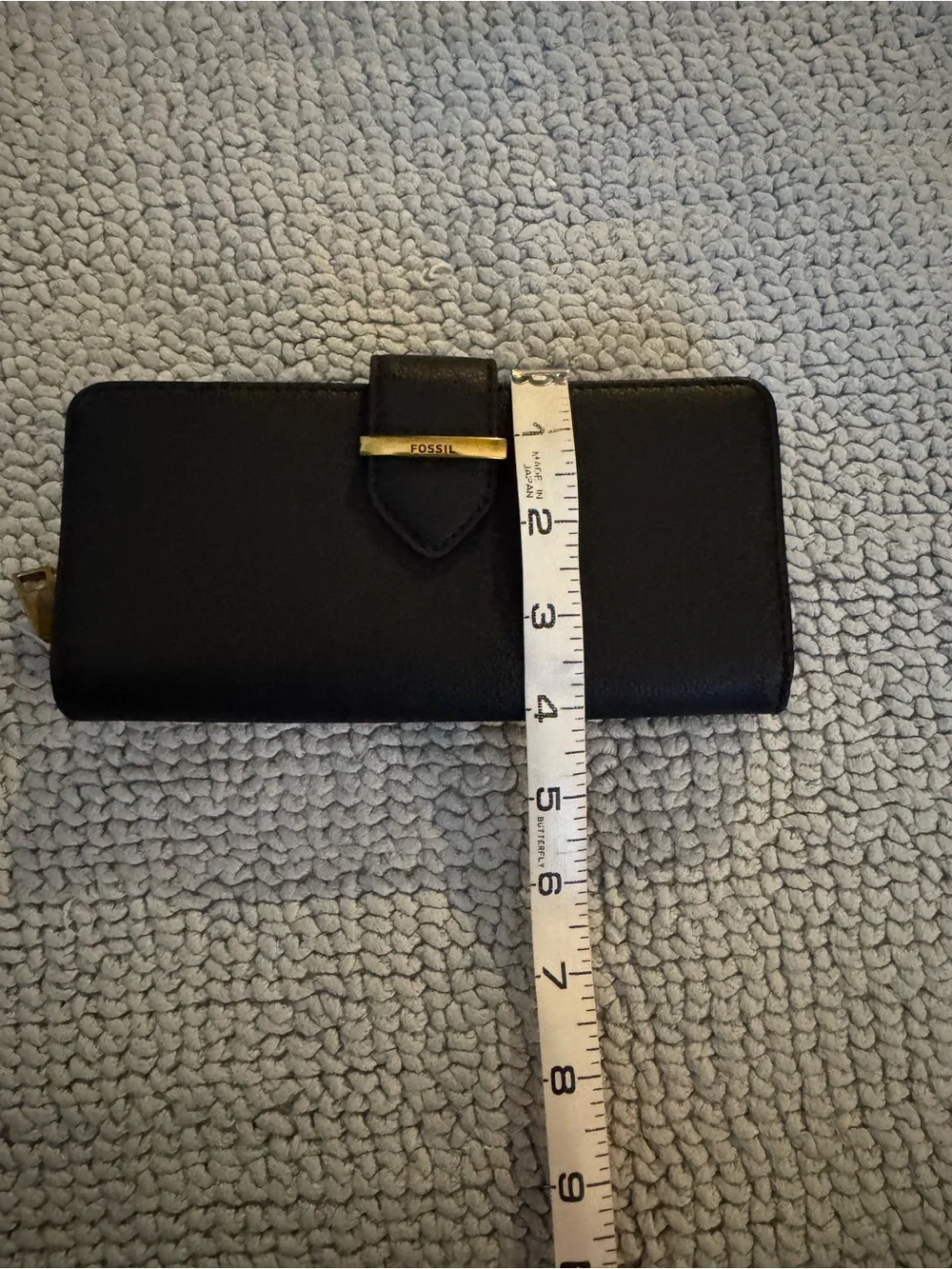 Fossil Black Leather Wallet with Gold Accent
